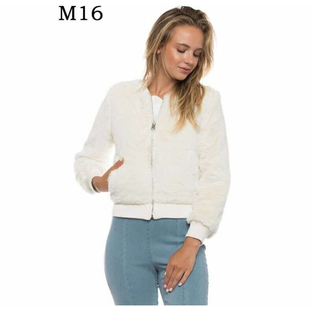 Iris White fuzzy zip up